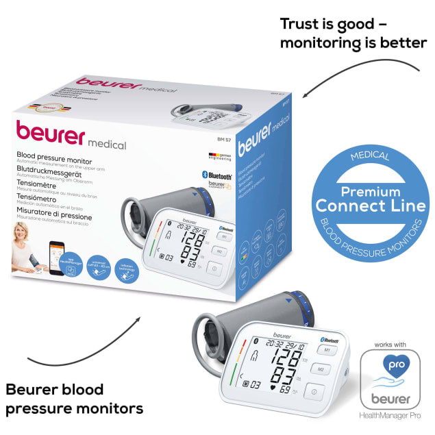 BEURER - Bluetooth Upper Arm Blood Pressure Monitor (BM57) - Cardiac X Blood Pressure Monitor