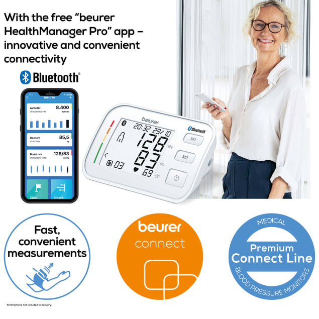 BEURER - Bluetooth Upper Arm Blood Pressure Monitor (BM57) - Cardiac X Blood Pressure Monitor